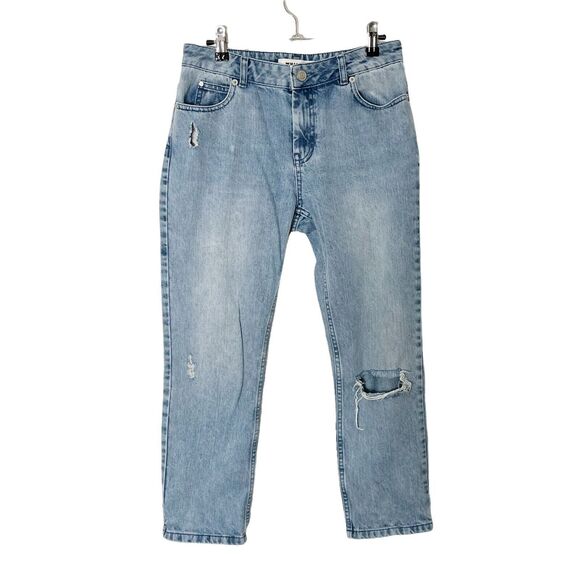Whistles Distressed Cropped Jeans Women’s 26 Medium Wash Rigid 100% Cotton Denim - Picture 2 of 13